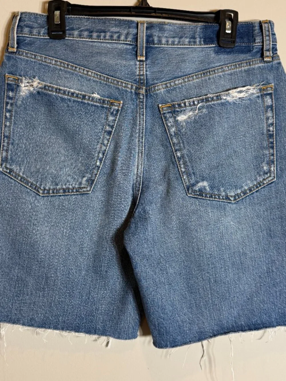 RE/DONE Loose Long Denim Jean Short Women's 27 Minerva Destroy Distressed NWOT